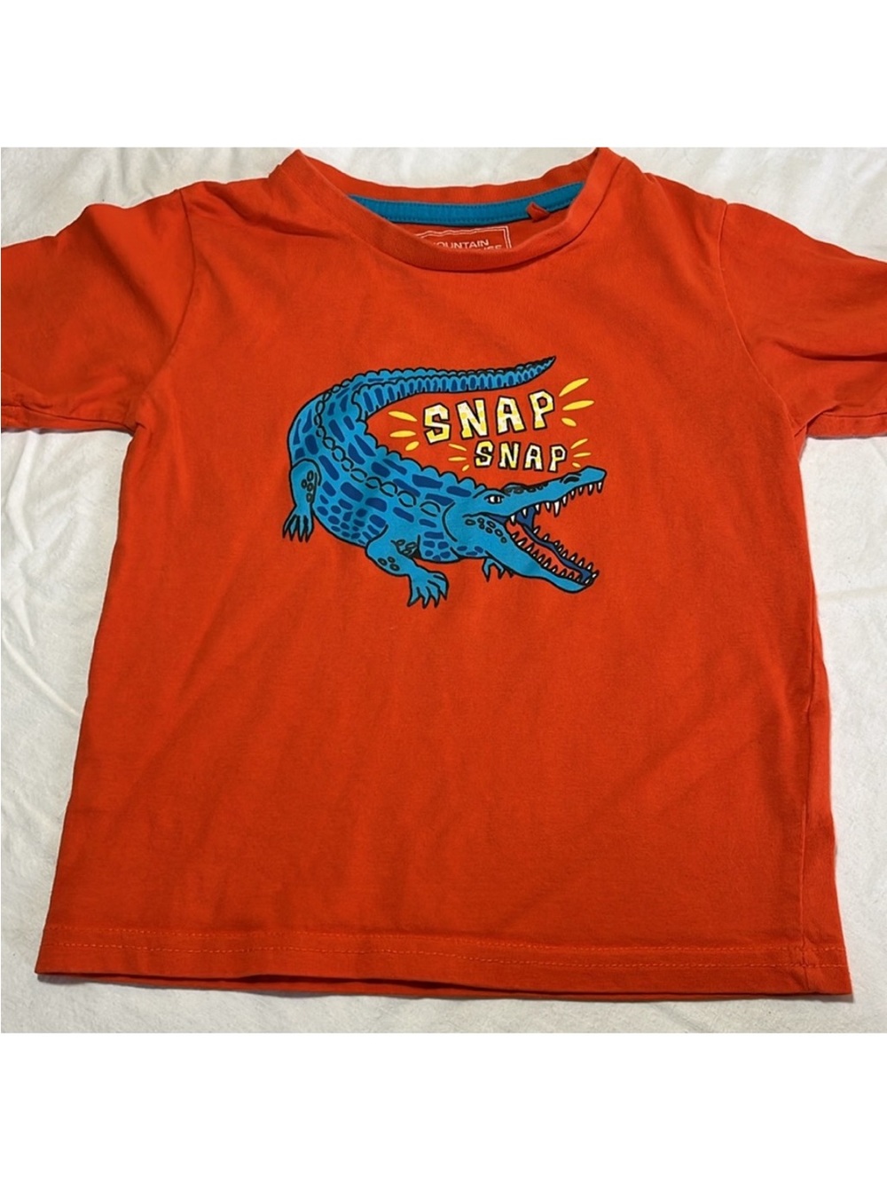 2/3T Orange Kids Tee with Blue Crocodile Graphic - SNAP SNAP